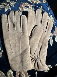 ARIS 115 Pile Lined Vegan Suede Leather Mens Gloves Beige Brown Size Medium NWOT - Picture 1 of 6