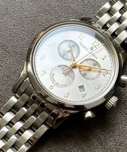 Maurice Lacroix LC 1087 Swiss Made Silver Dial Moon-Phase Chronograph 38mm - Picture 1 of 11