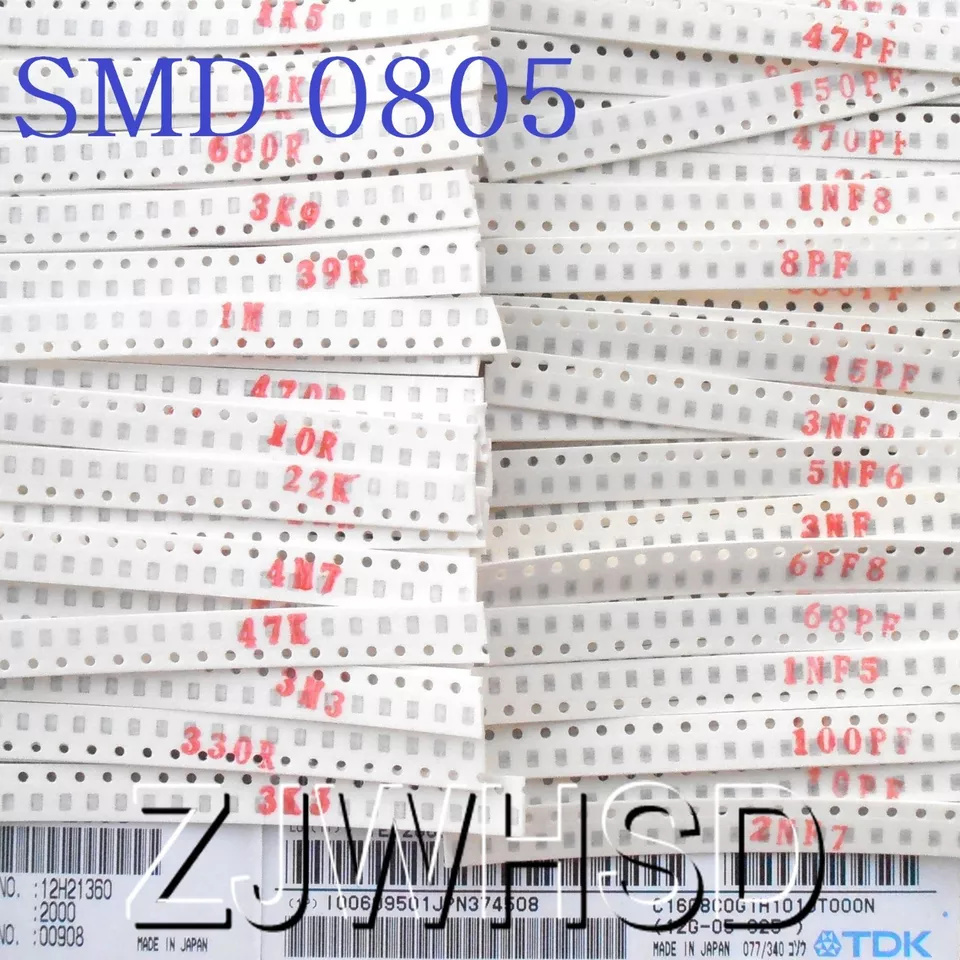 2300pcs SMD 0805 (0Ω-10MΩ)50value Resistor +(2.2pf-1uf)40value Capacitor Kit Set - Image 1 of 1