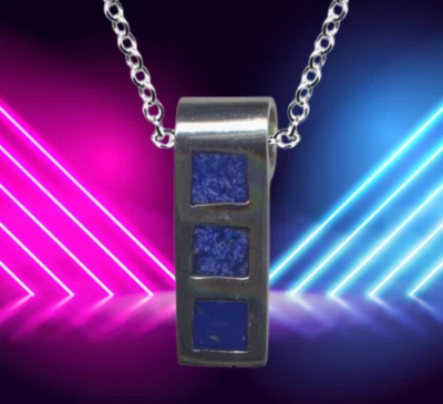 I Design I Art Deco Anhänger + Kette I Echt 925 Silber + Echter Lapislazuli I - Bild 1 von 4