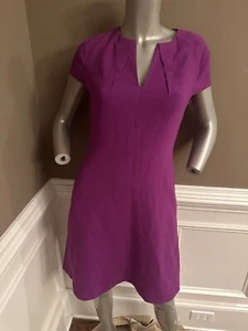 Ellie Tahari Sheath Purple Dress Deep V Sz 4 Short Sleeves - Picture 1 of 4