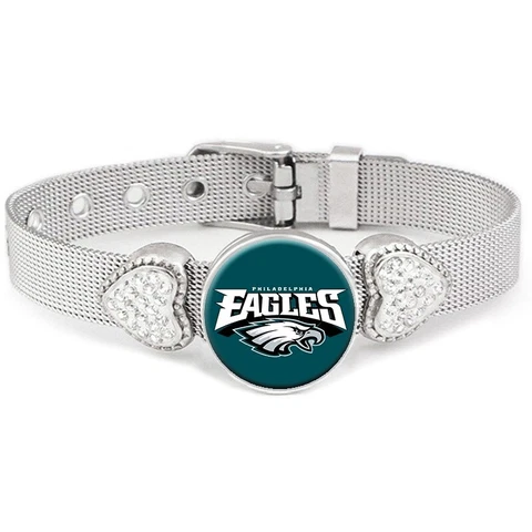 Philadelphia Eagles Womens Heart Adjustable Silver Bracelet Jewelry Gift D26 Cover
