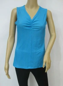 Maple Travel Knit Turquoise V-Neck Cinched Front Tank Top Size S - Picture 1 of 5