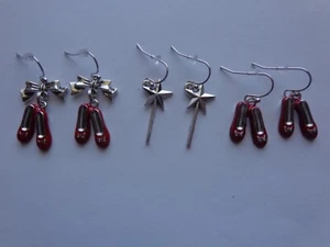 DOROTHY FROM THE WIZARD OF OZ SLIPPERS EARRINGS FRENCH HOOKS WITH RUBBER STOPPER - Picture 1 of 2