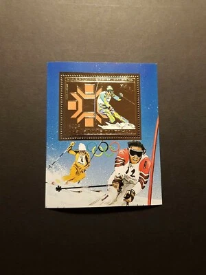 Bloque de estampillas oro Chad Juegos Olímpicos Sarajevo esquí slalom nuevo ** lujo MNH Foto 1 de 2
