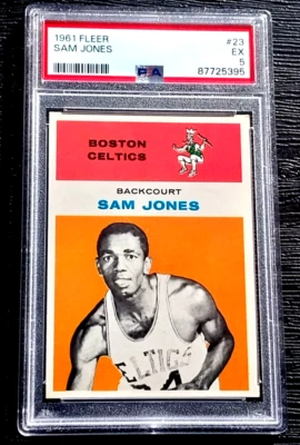 1961 FLEER SAM JONES BASKETBALL ROOKIE CARD #23 ***GREAT CENTERING*** PSA 5 EX - Image 1 of 4