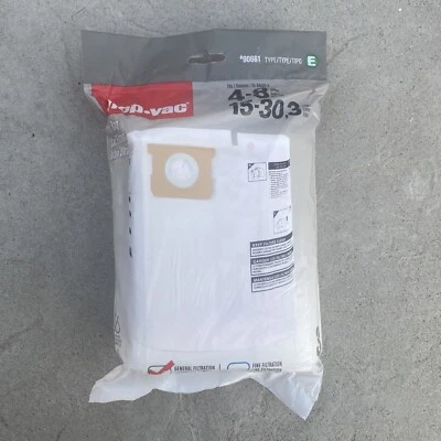 Shop Vac Type E Vacuum Filter Bags 4-8 Gallon Medium Filtration - 3 Pack #90661 - Image 1 of 4