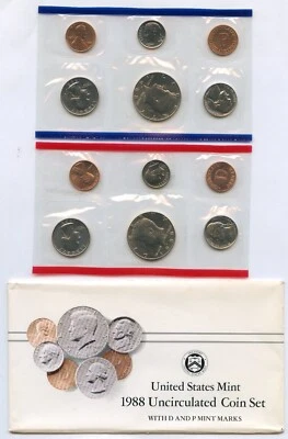 1988 US Uncirculated Mint Set 10 Coin United States Philadelphia Denver P & D - Image 1 of 4