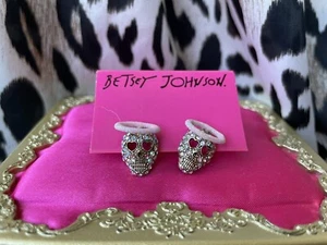 Betsey Johnson Vintage A&D Angel Devil Crystal AB Full Pink Halo Stud Earrings - Picture 1 of 2