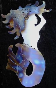 MERMAID Metal Beach House Tropical Wall Accent Art Deco - Picture 1 of 1