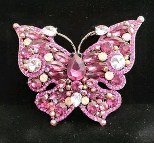 Multi Color Butterfly Brooch/Pendant 3.75" Wide 3" Tall - Picture 1 of 4