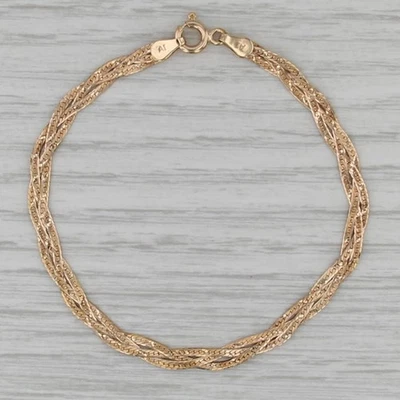 6.75" Woven Herringbone Chain Bracelet 14k Yellow Gold 3.7mm - Image 1 of 4