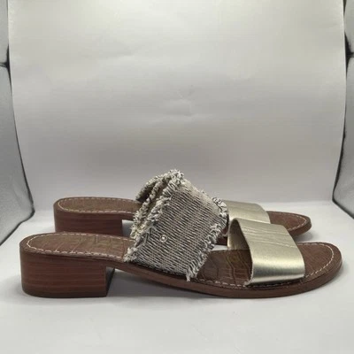 Sam Edelman Women’s Jeni Metallic Leather Fringe Slide Sandals Size 9M/39 - Image 1 of 4