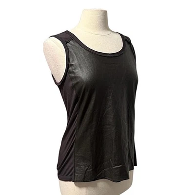 Camiseta sin mangas Elie Tahari de cuero genuino moderna de lujo talla pequeña NUEVA Foto 1 de 4