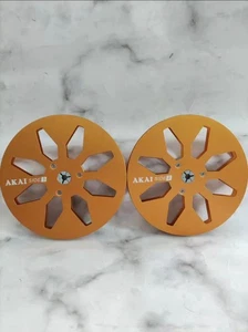 One Pair Standard Metal Aluminum 7 '' Gold Tape Reel For Akai Tape Recorder - Picture 1 of 5
