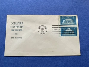 RARE 1954 #1029 FDC LINTO CACHET ONLY 14 MADE ! COLUMBIA UNIVERSITY NY PAIR !! - Picture 1 of 2