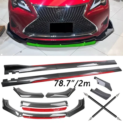 Carbon Fiber Look Red Front Lip Chin Bumper Side Skirt For Lexus RX350 RX450 Foto 1 de 4