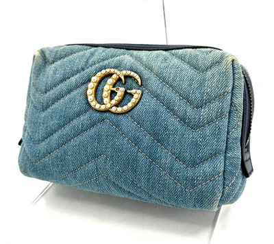 GUCCI Cosmetic Pouch  Marmont GG Denim Purse Authentic - Image 1 of 4