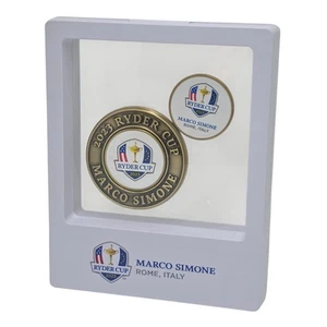2023 Ryder Cup Marco Simone Gold Ball Marker Set in Display Case Magnetic Coin - Picture 1 of 6