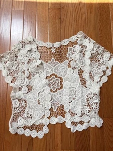 EUC Girls Short Sleeve Shrug Lace Short Cardigans Shawl Crochet sz 10/12 - Picture 1 of 5