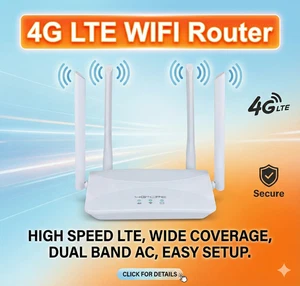 4G LTE WiFi Router 300Mbps with SIM Card Slot Mobile Hotspot 4 External Antennas - Picture 1 of 11