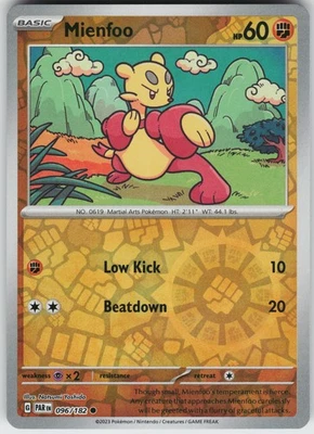 Mienfoo 096/182 Reverse Holo Near Mint SV04: Paradox Rift Pokemon card - Image 1 of 2