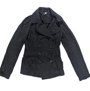 Pavone donna corto cropped H&M diviso taglia 2 nero doppiopetto Y2 (*macchiato) - Foto 1 di 9