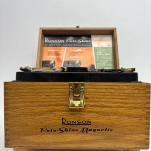 Vintage Ronson Roto-Shine magnetisches elektrisches Schuhpolierset Holzbox - Bild 1 von 6