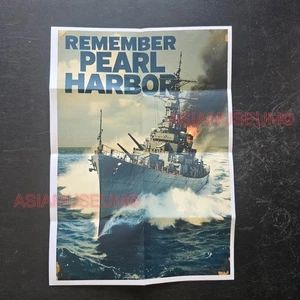 1943 WW2 USA JAPAN REMEMBER PEARL HARBOR PACIFIC WARSHIP PROPAGANDA POSTER M650 - Picture 1 of 9