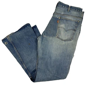 De Colección Flare Bell Años 60/70 LEVIS Big E Jeans Naranja Tab Garra EE. UU. 34x31 Parche Hippie - Imagen 1 de 12