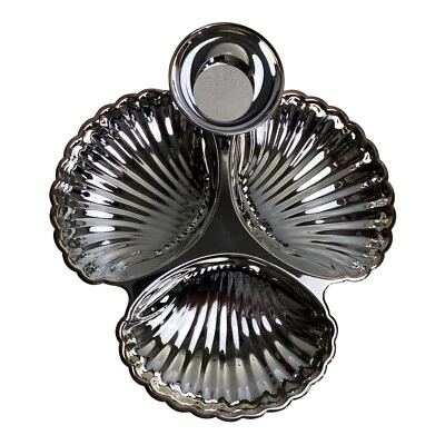 Bandeja para servir plateada de colección Seashell taza de inmersión abedules regencia plato concha pescado formal Foto 1 de 4