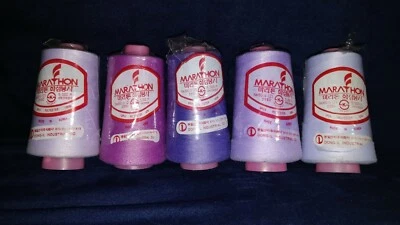 New Marathon Spun Polyester 5000m x 5 Spools Dong-il Industries Korea Purples - Image 1 of 4