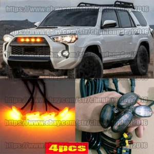 Black Raptor Style Amber Grill LED Lights For 2009-24 Toyota 4Runner TRD Pro 4pc - Picture 1 of 12