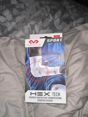 McDavid Arm Hex Tech Padded Protective Compression White Shooter Sleeve Size S/M - Image 1 of 3