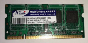 NOTEBOOK RAM ADATA M2OQM2G3H3440F1B5Z 512MB DDR2 533(4) 512MX8 - Bild 1 von 2