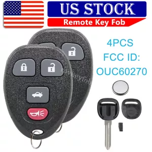 2 For Chevrolet Impala Remote Fob + Ignition Key 2007 2008 2009 2010 2011 2012 - Picture 1 of 9