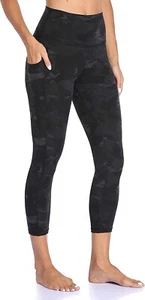 Capri Leggings Black W/Pockets 21" Inseam Workout Women's Size Large High Waist - Picture 1 of 9
