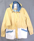 Andy Johns Regenmantel mit Kapuze Damen Größe L gelb/blau Reißverschluss + Druckknöpfe Taschen