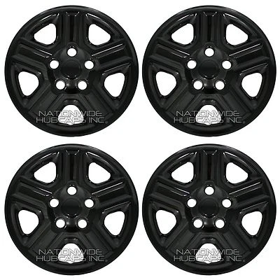 4 para Jeep Wrangler 07-2018 NEGRO BRILLANTE 16" cubiertas de rueda tapacubos cubiertas de llanta completas Foto 1 de 4