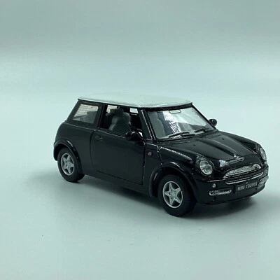 1:28 Mini Cooper Black With White Roof Die-Cast Model Car - Kinsmart  - Image 1 of 4