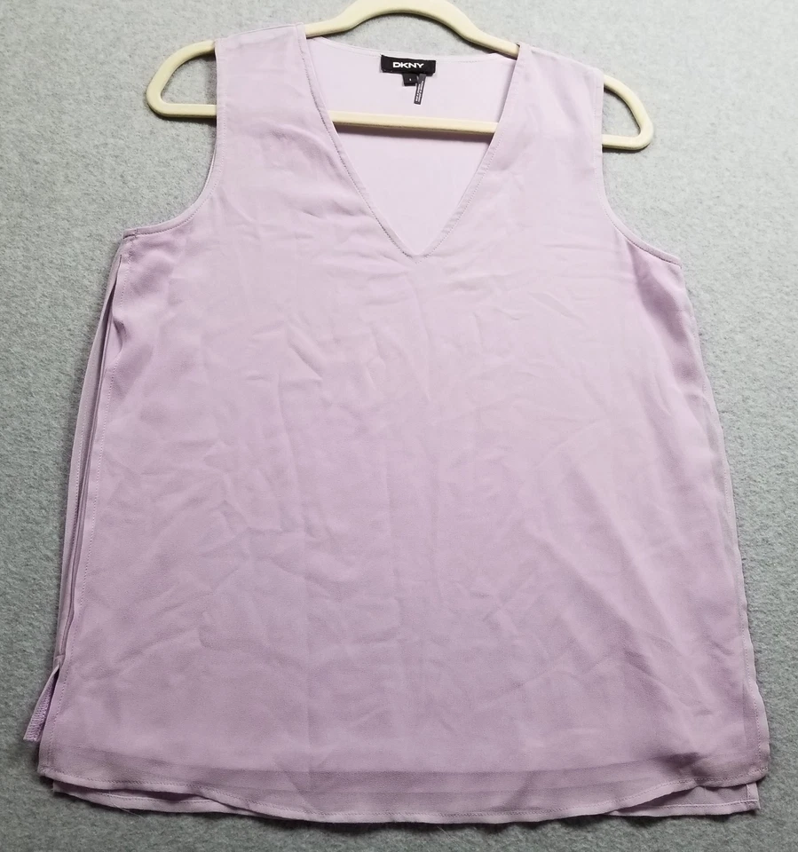 DKNY Tank Top Women’s Small S Light Purple Sleeveless Blouse Chiffon Stretch - Image 1 of 4