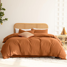3 Piece Duvet Cover Set Queen Size,100% Organic Washed Cotton with Linen Feel li