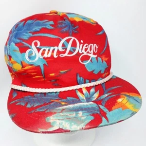 Vintage San Diego Hawaiian Print Summer Tropical Floral Rope Snapback Hat Cap - Picture 1 of 9