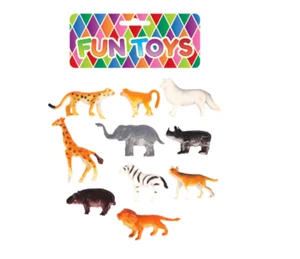 10 verschiedene Mini Dschungel Zoo Tierfiguren Spielzeug Elefant Tiger Giraffe (T79 030) - Bild 1 von 1