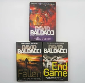 3x David Baldacci Novels Hell's Corner End Game The Fallen Thriller Crime - Picture 1 of 3