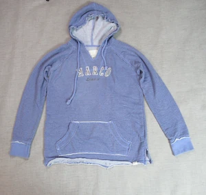 Blue 84 Hoodie Womens Size M Blue Striped Fleece Sweatshirt Grunge Skater Hobo - Picture 1 of 7