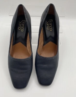 Zapatos de salón Franco Sarto para mujer talla 6,5 UK 3,5 Neveah de cuero negro tacón grueso bloque Foto 1 de 4
