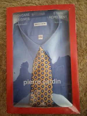 Новый Pierre Cardin мужской твердый синий платье рубашка карман длинным рукавом - Изображение 1 из 4