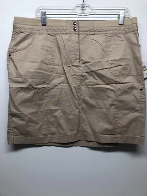 Saia de cintura Rafaella Sport ajuste clássico safári bege conforto tamanho 14P nova com etiquetas - Imagem 1 de 4