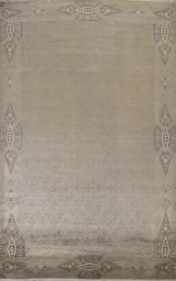 Soft Plush Geometric Nepalese Oriental 7x10 Area Rug Handmade Living Room Carpet - Image 1 of 4